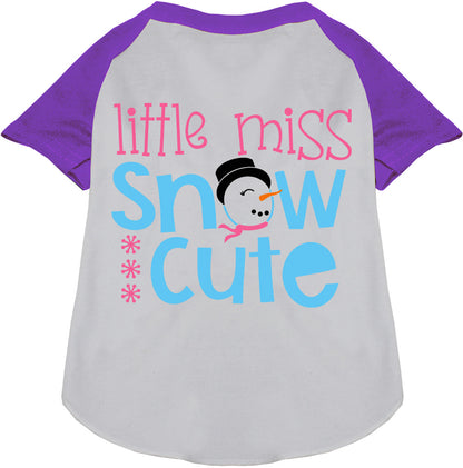 Purple Little Miss Snow Cute Pet Raglan Shirt