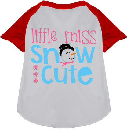 Red Little Miss Snow Cute Pet Raglan Shirt