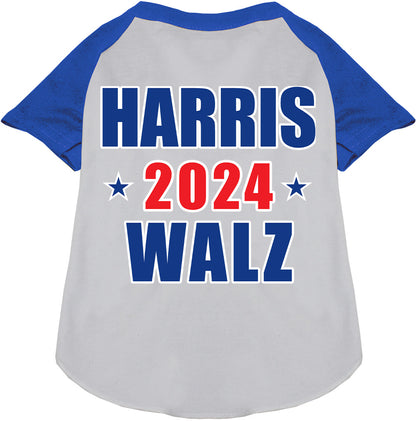 Harris Walz 2024 pet raglan shirt with blue sleeves