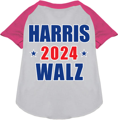 Harris Walz 2024 pet raglan shirt with pink sleeves