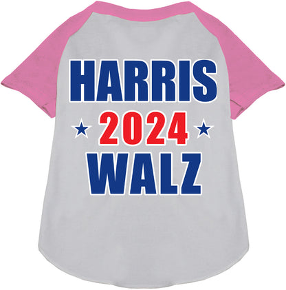 Harris Walz 2024 pet raglan shirt with pink sleeves