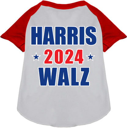 Harris Walz 2024 pet raglan shirt with red sleeves