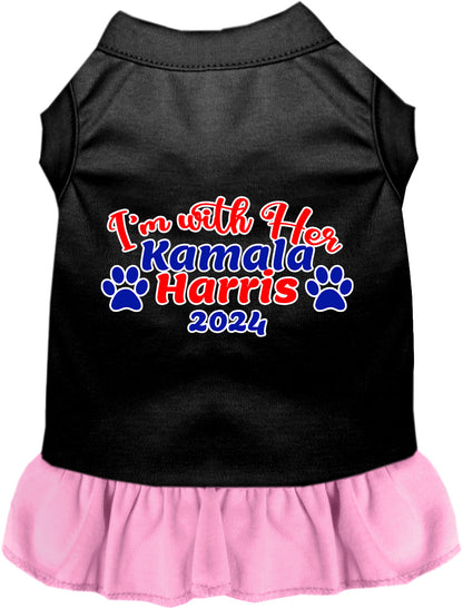 Black and light pink I'm With Her Harris 2024 pet dress