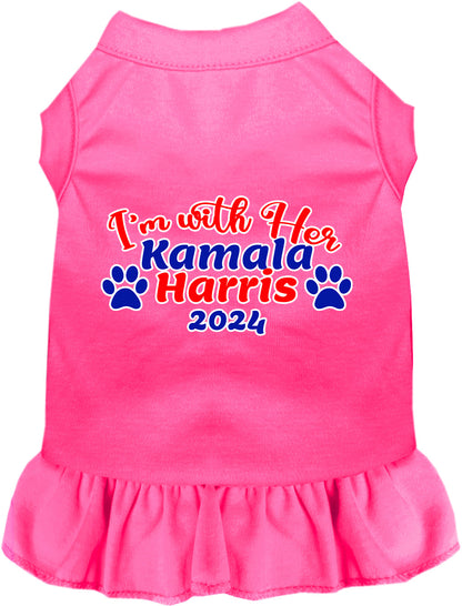 Bright pink I'm With Her Harris 2024 pet dress