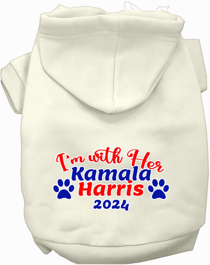 White I'm With Her Harris 2024 pet hoodie