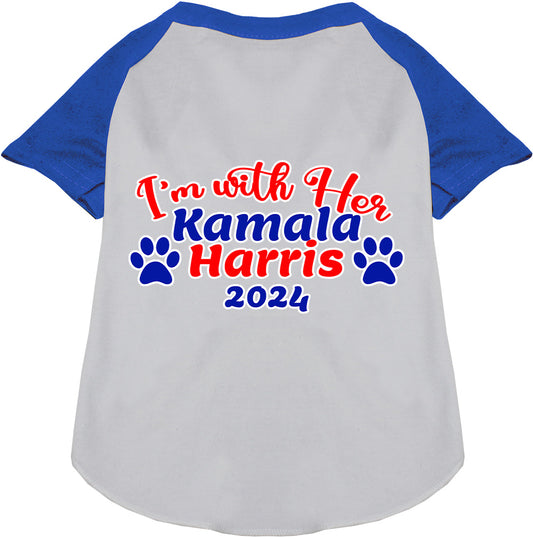 I'm With Her Harris 2024 blue pet raglan shirt