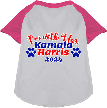 I'm With Her Harris 2024 pink pet raglan shirt