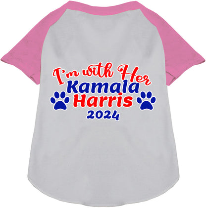 I'm With Her Harris 2024 light pink pet raglan shirt