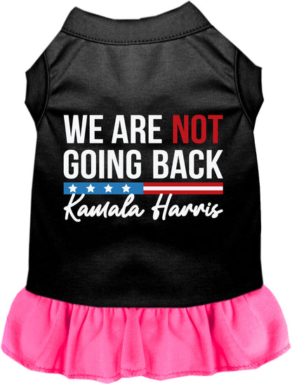 Black pet dress with pink skirt and slogan