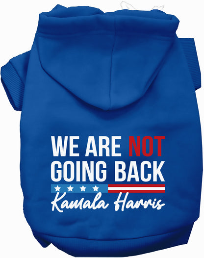 Blue Not Going Back pet hoodie with political message