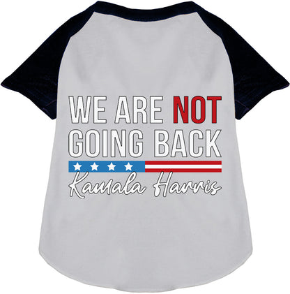 Black pet raglan shirt with 'We Are Not Going Back' design