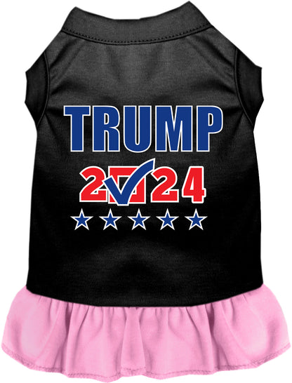 Black Trump 2024 pet dress with pink skirt