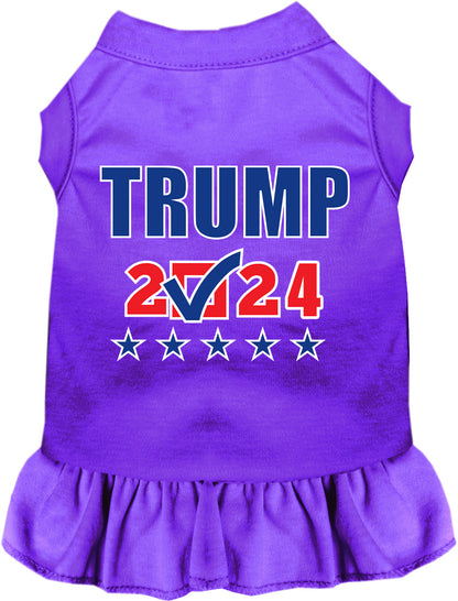 Purple Trump 2024 pet dress with matching skirt