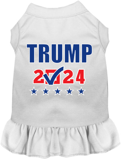 White Trump 2024 pet dress with matching skirt