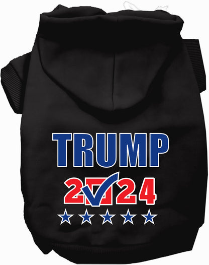 Black Trump 2024 pet hoodie with checkbox design