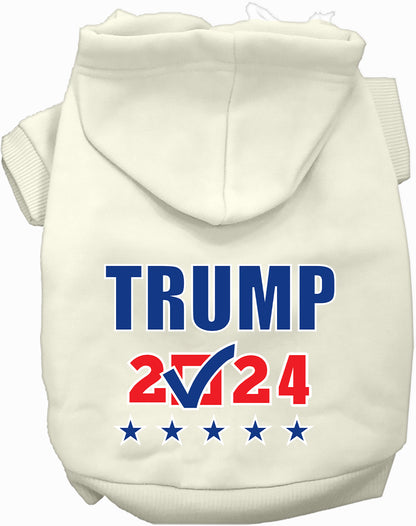 White Trump 2024 pet hoodie with checkbox design