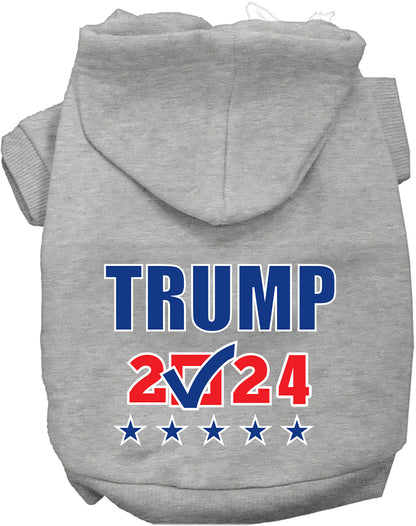 Gray Trump 2024 pet hoodie with checkbox design