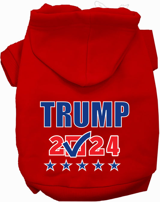 Red Trump 2024 pet hoodie with checkbox design