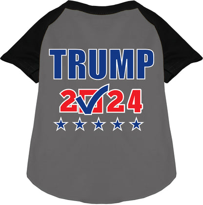 Gray and black Trump 2024 pet raglan shirt