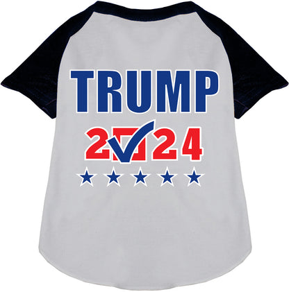 Black-sleeved Trump 2024 pet raglan shirt