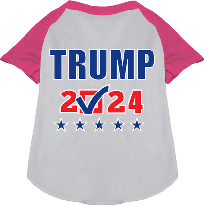 Pink-sleeved Trump 2024 pet raglan shirt