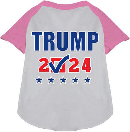 Light pink-sleeved Trump 2024 pet raglan shirt