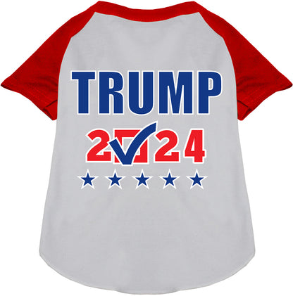 Red-sleeved Trump 2024 pet raglan shirt