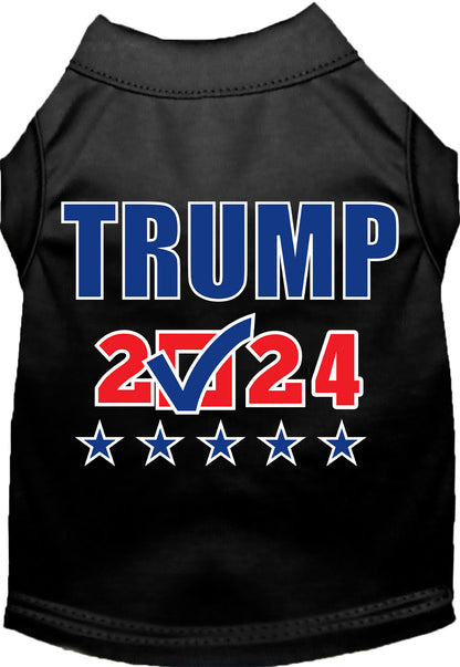 Black Trump 2024 pet shirt with stars and checkbox design