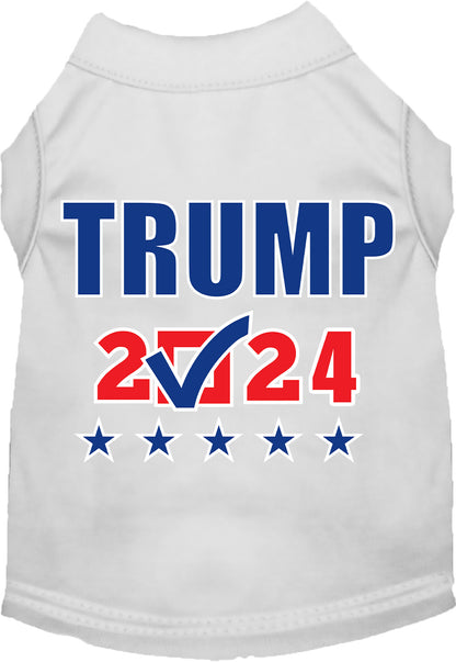 White Trump 2024 pet shirt with stars and checkbox design