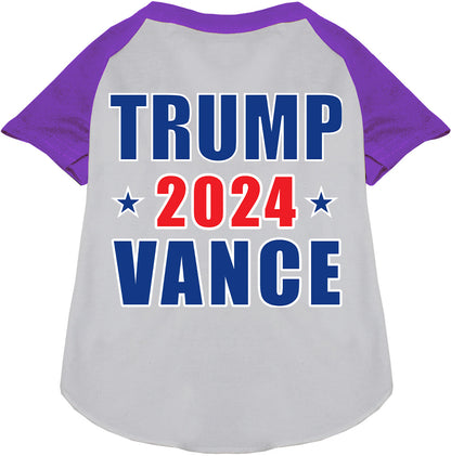 Purple-sleeve Trump Vance 2024 pet raglan shirt