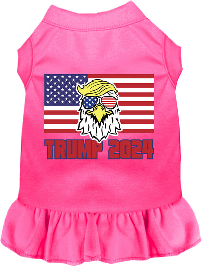 Pink Trump Eagle 2024 pet dress with ruffled skirt