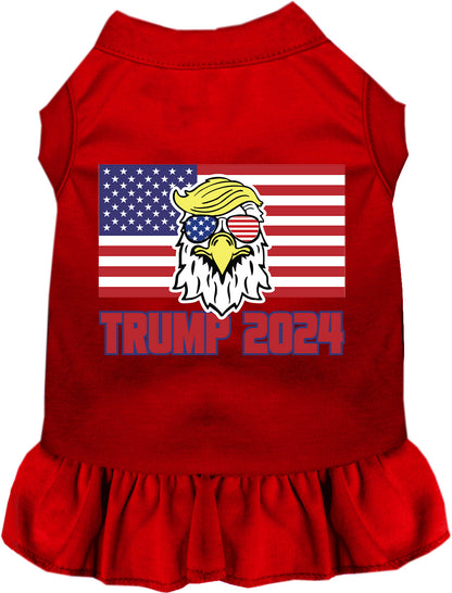 Red Trump Eagle 2024 pet dress with ruffled skirt