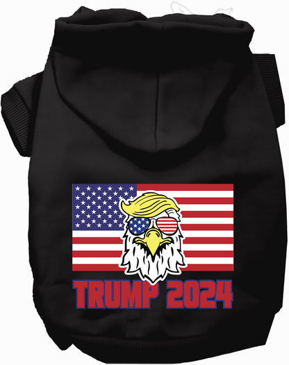 Black Trump Eagle 2024 pet hoodie with flag design