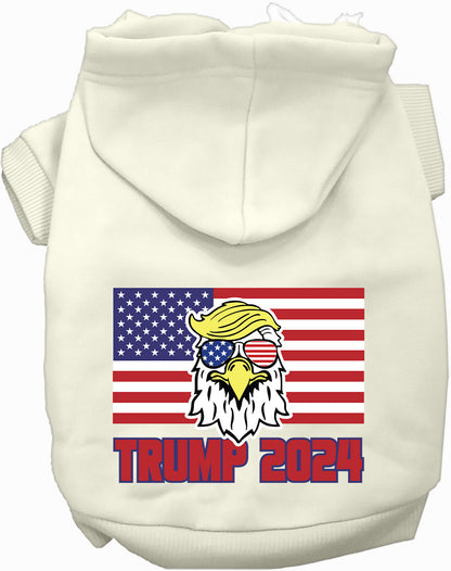 White Trump Eagle 2024 pet hoodie with flag design