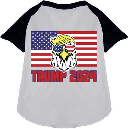 Trump Eagle Pet Raglan Shirt with navy sleeves