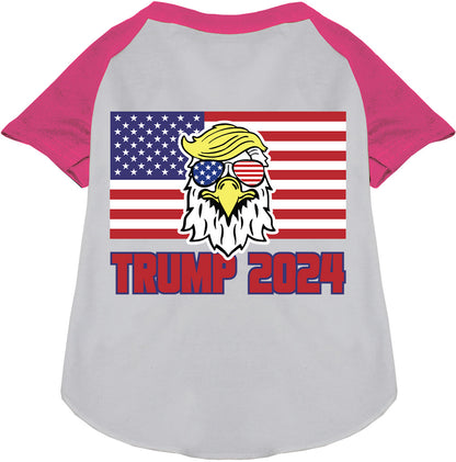 Trump Eagle Pet Raglan Shirt with pink sleeves