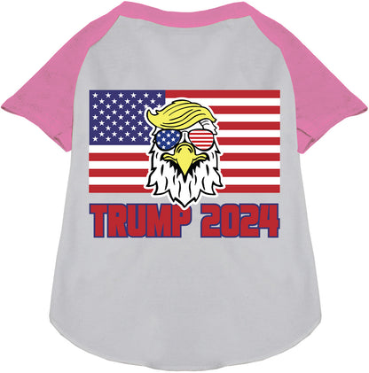 Trump Eagle Pet Raglan Shirt with light pink sleeves