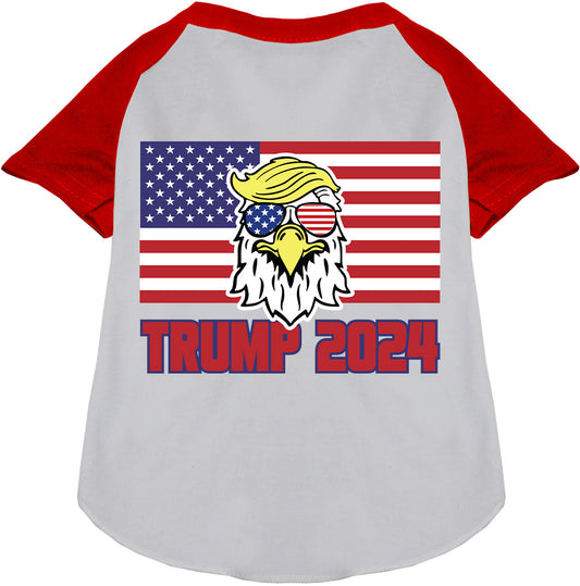 Trump Eagle Pet Raglan Shirt with red sleeves