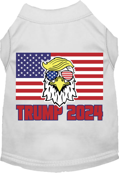 White Trump Eagle 2024 pet shirt with flag design