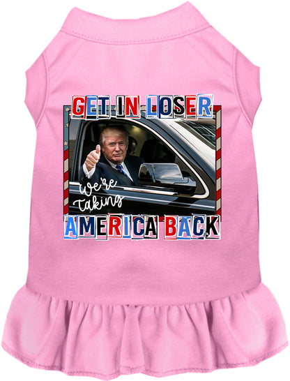 Light pink pet dress with 'Taking Back America' design