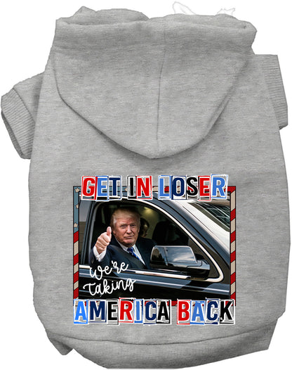 Gray Trump Taking Back America pet hoodie