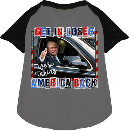 Trump Taking Back America pet raglan shirt, black sleeves