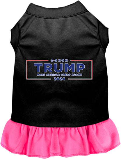 Black Trump pet dress with pink skirt