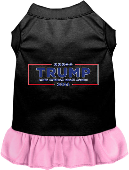 Black Trump pet dress with light pink skirt