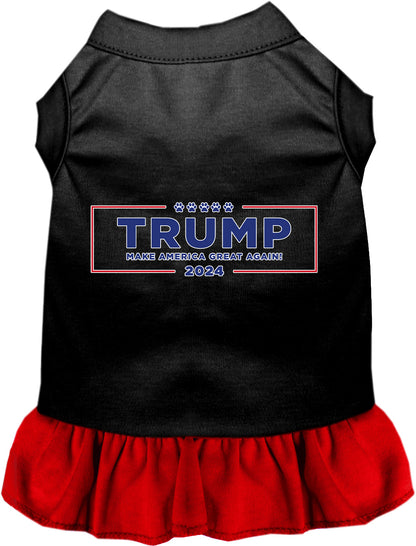 Black Trump pet dress with red skirt