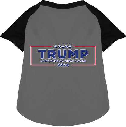 Gray Trump Make America Great pet raglan shirt