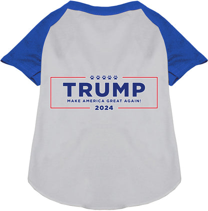 Blue Trump Make America Great pet raglan shirt