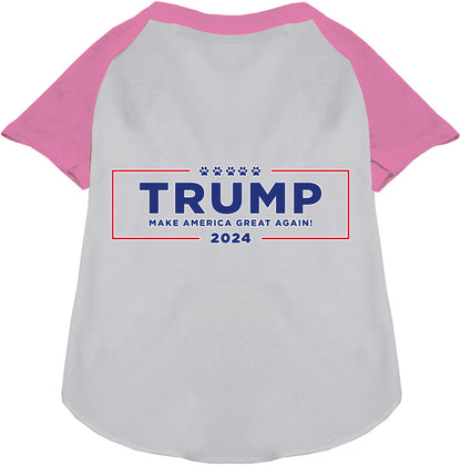 Light pink Trump Make America Great pet raglan shirt