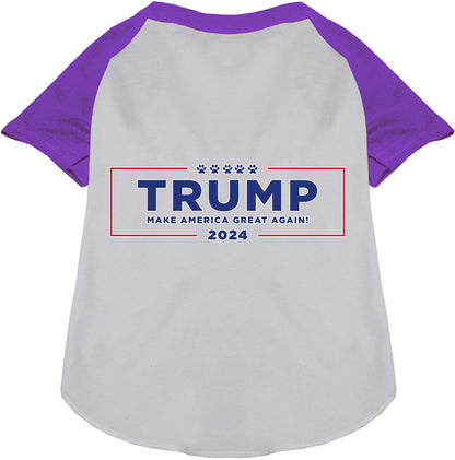 Purple Trump Make America Great pet raglan shirt