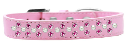 Collar de moda para perros, cachorros y mascotas, "Roscos de cristal rosa brillante y perla"